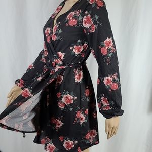 Xhilaration | Roses Longsleeve Wrap Dress